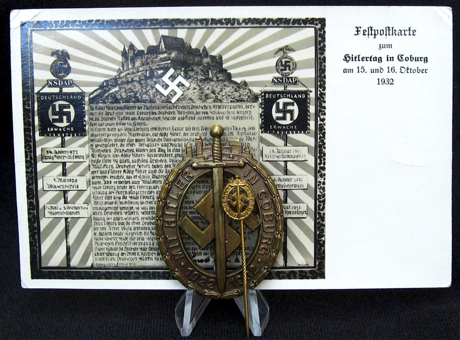 Hitlertag in Coburg to celebrate the 10th anniversary of the Coburg rally. Adolf Hitler designed a special badge (<a href=https://hitler-archive.com/articles.php?a=5#badges_8>the most important decoration of the party)</a> to honour the participants